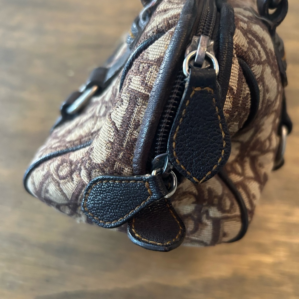 DIOR BOWLING CLOTH HANDBAG monogram brown leather Vintage - Picture 6 of 17